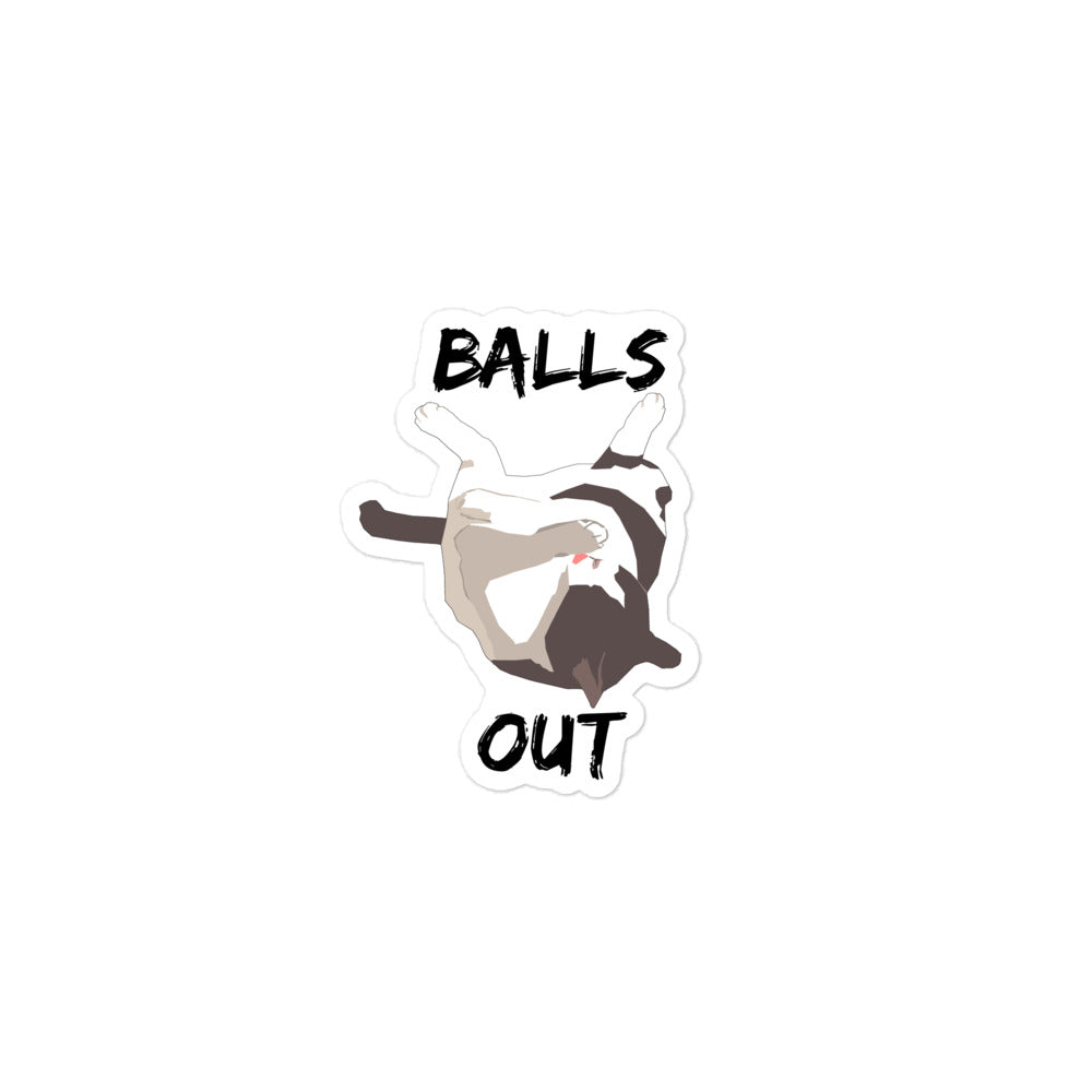 Balls Out Cat Sticker