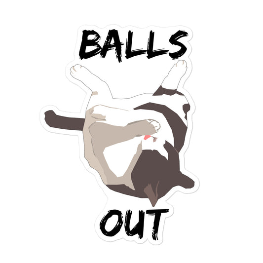 Balls Out Cat Sticker