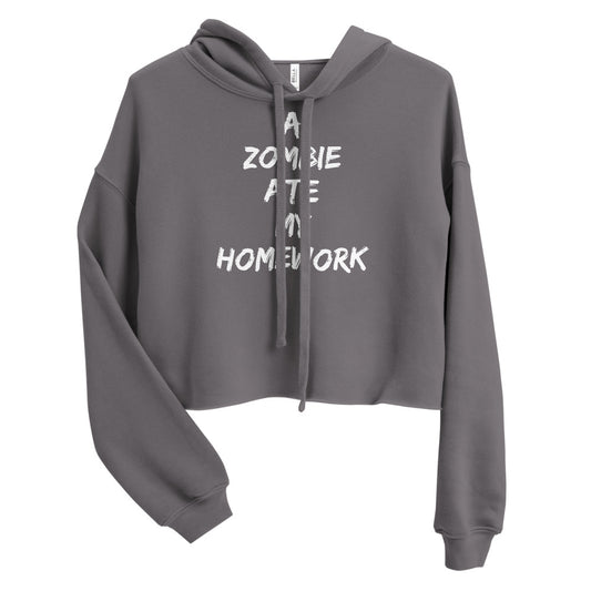 A Zombie Ate My Homework Crop Hoodie