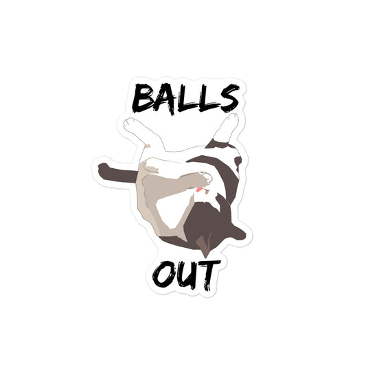 Balls Out Cat Sticker
